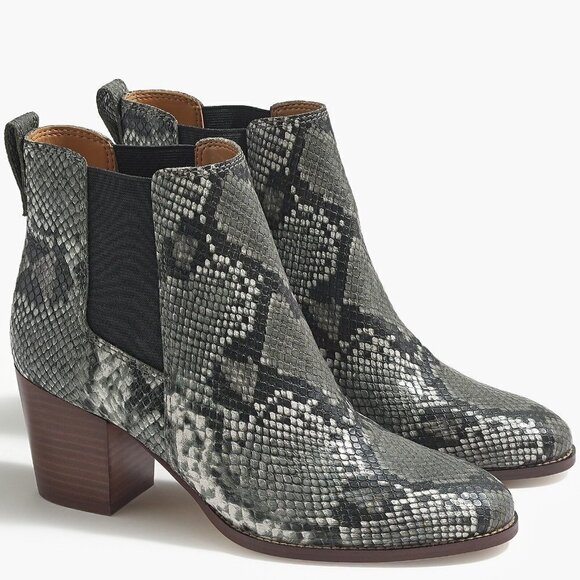 J. Crew Factory Snakeskin print Rory heeled boots AR847 10 - Picture 1 of 4